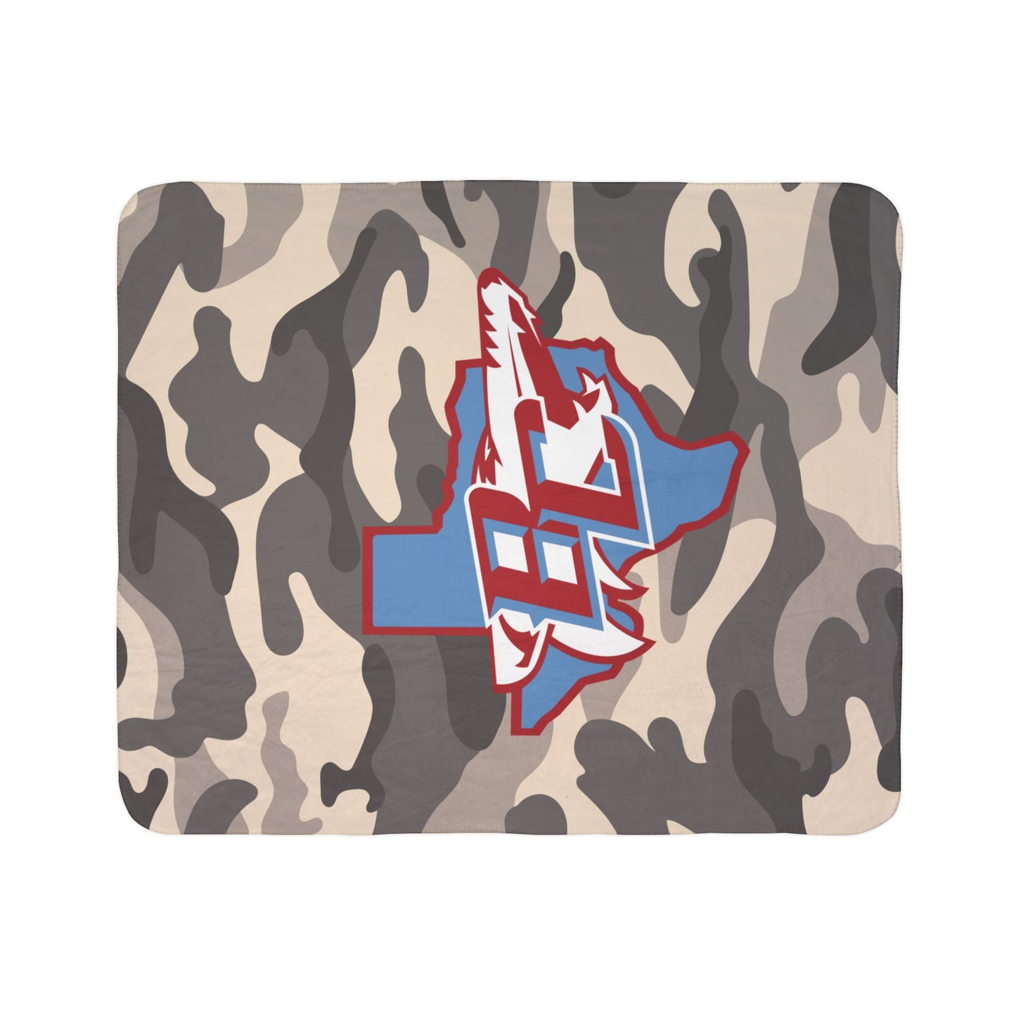 Blue Texas BC Logo Fleece Sherpa Blanket | Camo Background