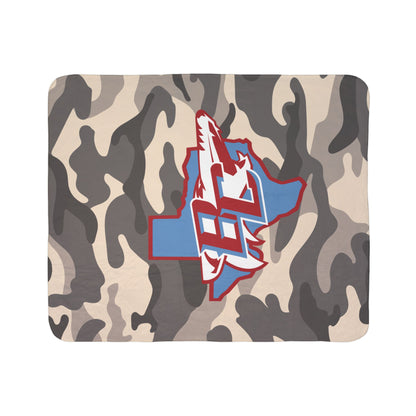 Blue Texas BC Logo Fleece Sherpa Blanket | Camo Background