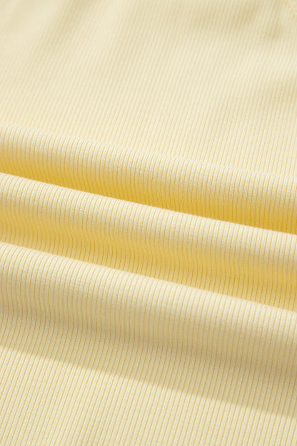 Yellow Cream Slim Ribbed Tank Top and Sweatpants Set