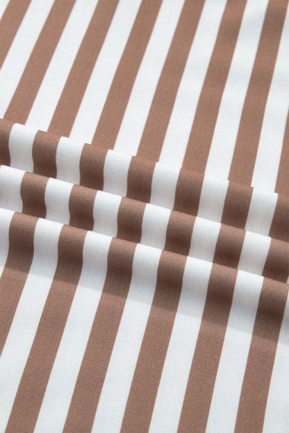 Orange Stripe Short Bubble Sleeve T Shirt