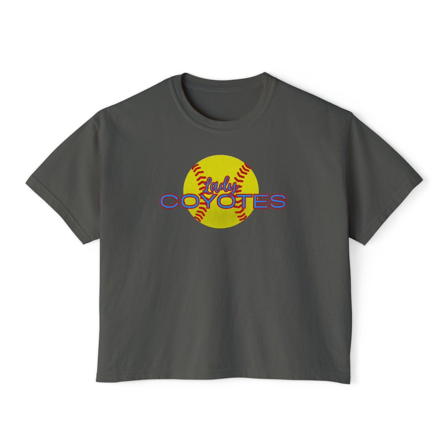 Ladies Coyotes Softball Boxy Tee — Women's Cropped Baseball Shirt