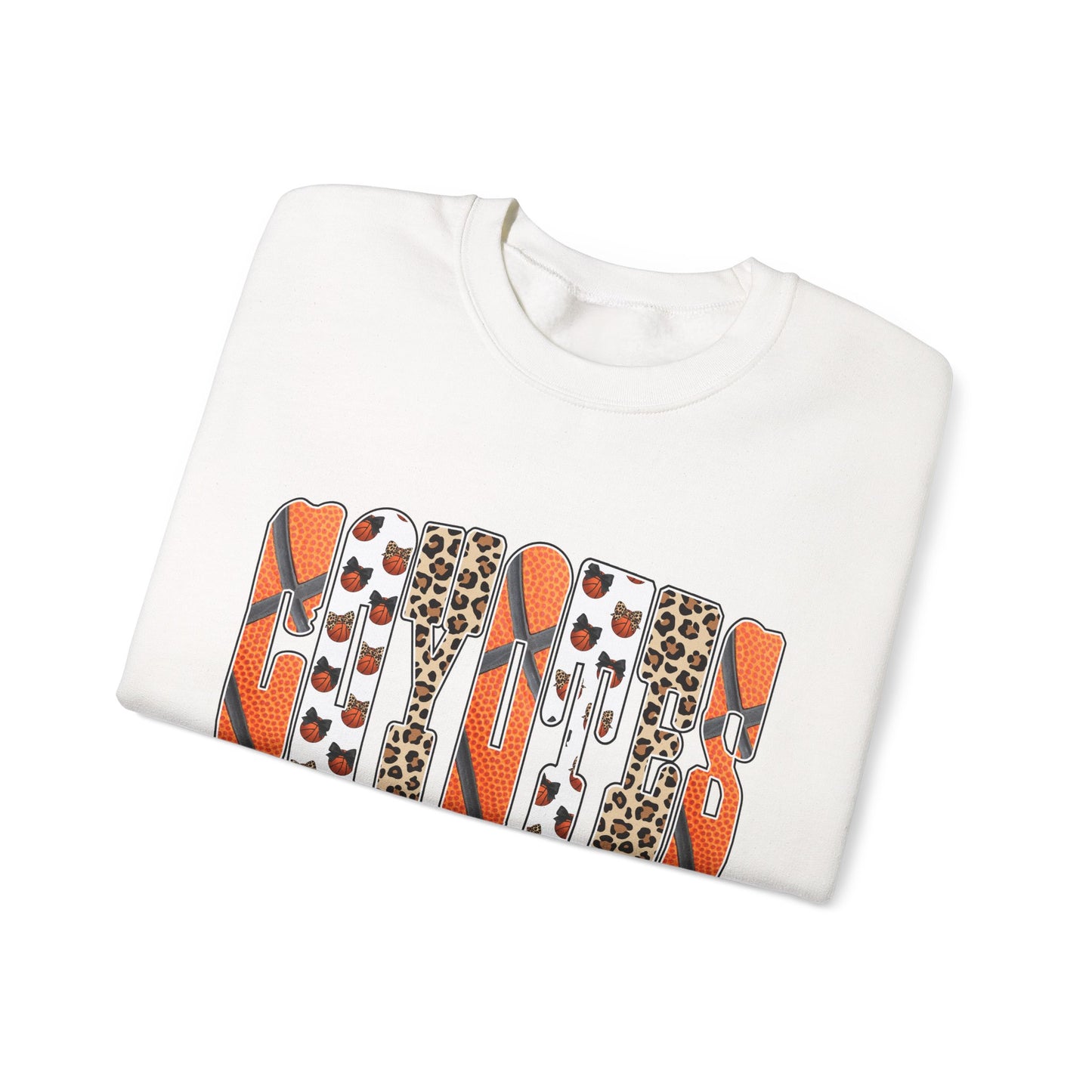 Crewneck Sweatshirt — Fall Leopard & Basketball Graphic