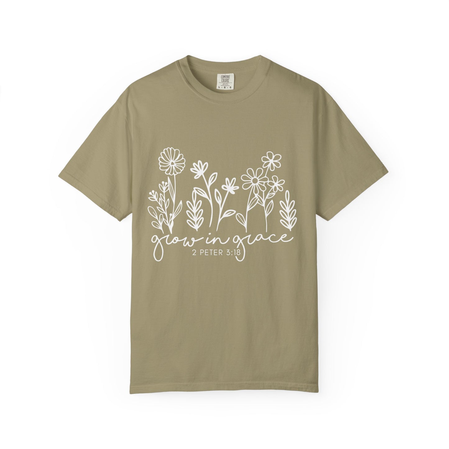 Grow in Grace T-Shirt — Floral 2 Peter 3:18 Christian Tee