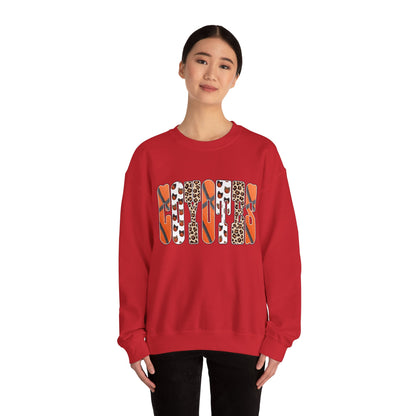 Crewneck Sweatshirt — Fall Leopard & Basketball Graphic