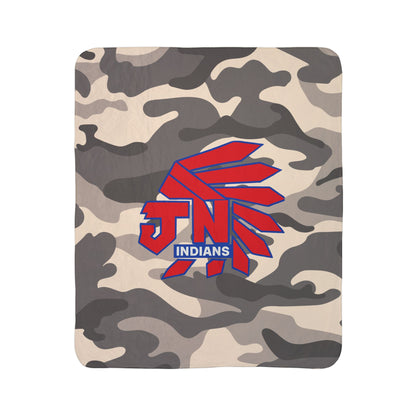 Sherpa Blanket - Camo with Red JN Indians Logo