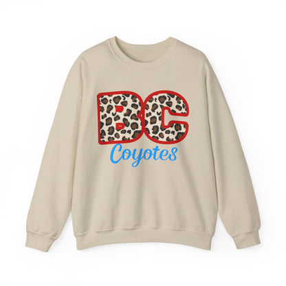 Crewneck Sweatshirt — BC Coyotes Leopard Print Team Logo
