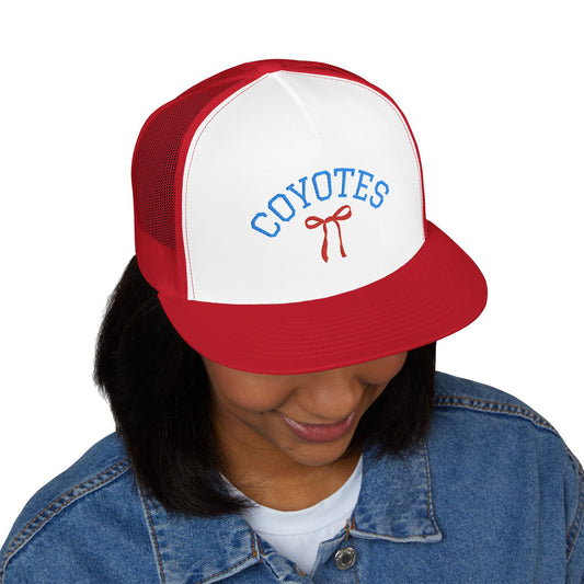 Coyotes Embroidered Trucker Cap — Retro Script Mesh Baseball Hat