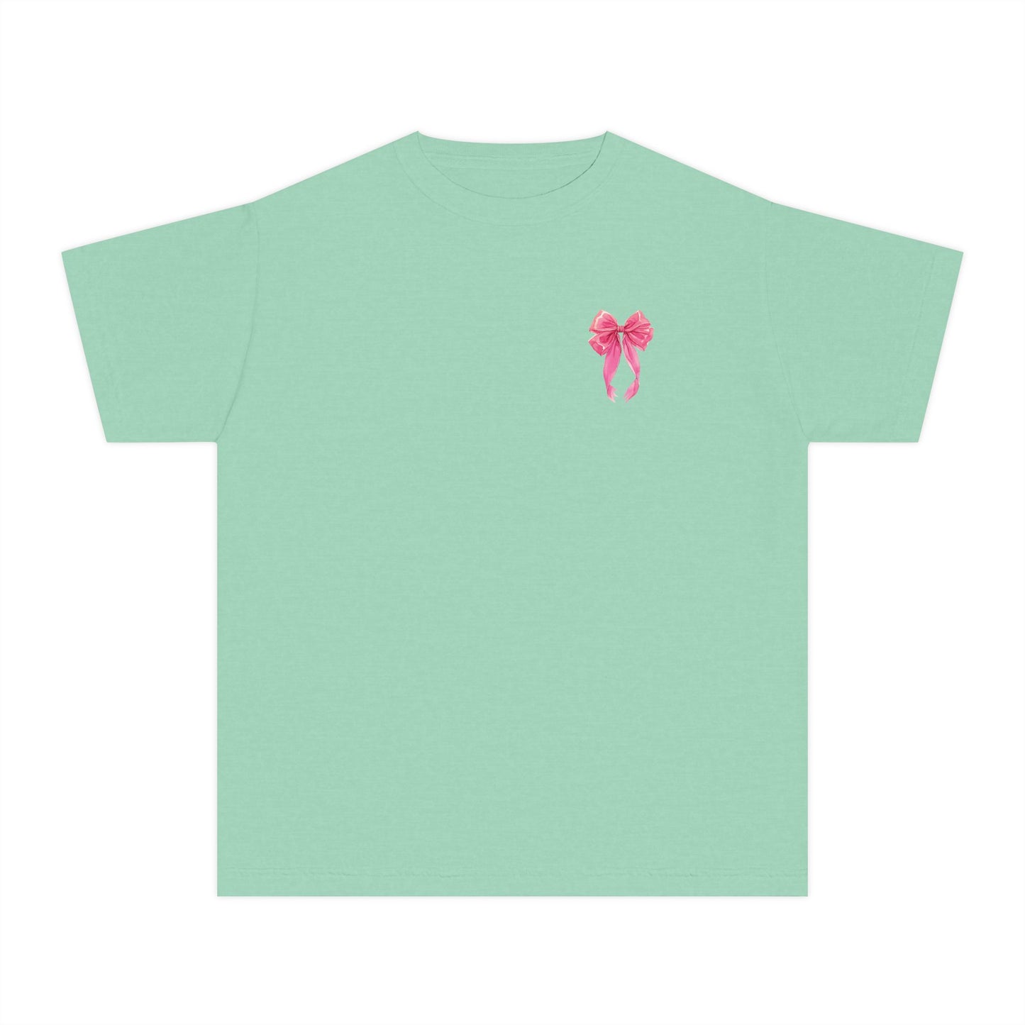 Youth Tee — "God Says I Am" Pink Bows Graphic