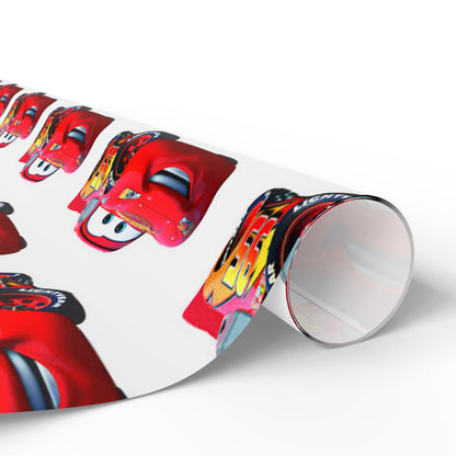 Kids Lightning Car Wrapping Paper – Red Race Car Gift Wrap for Boys’ Birthdays & Parties