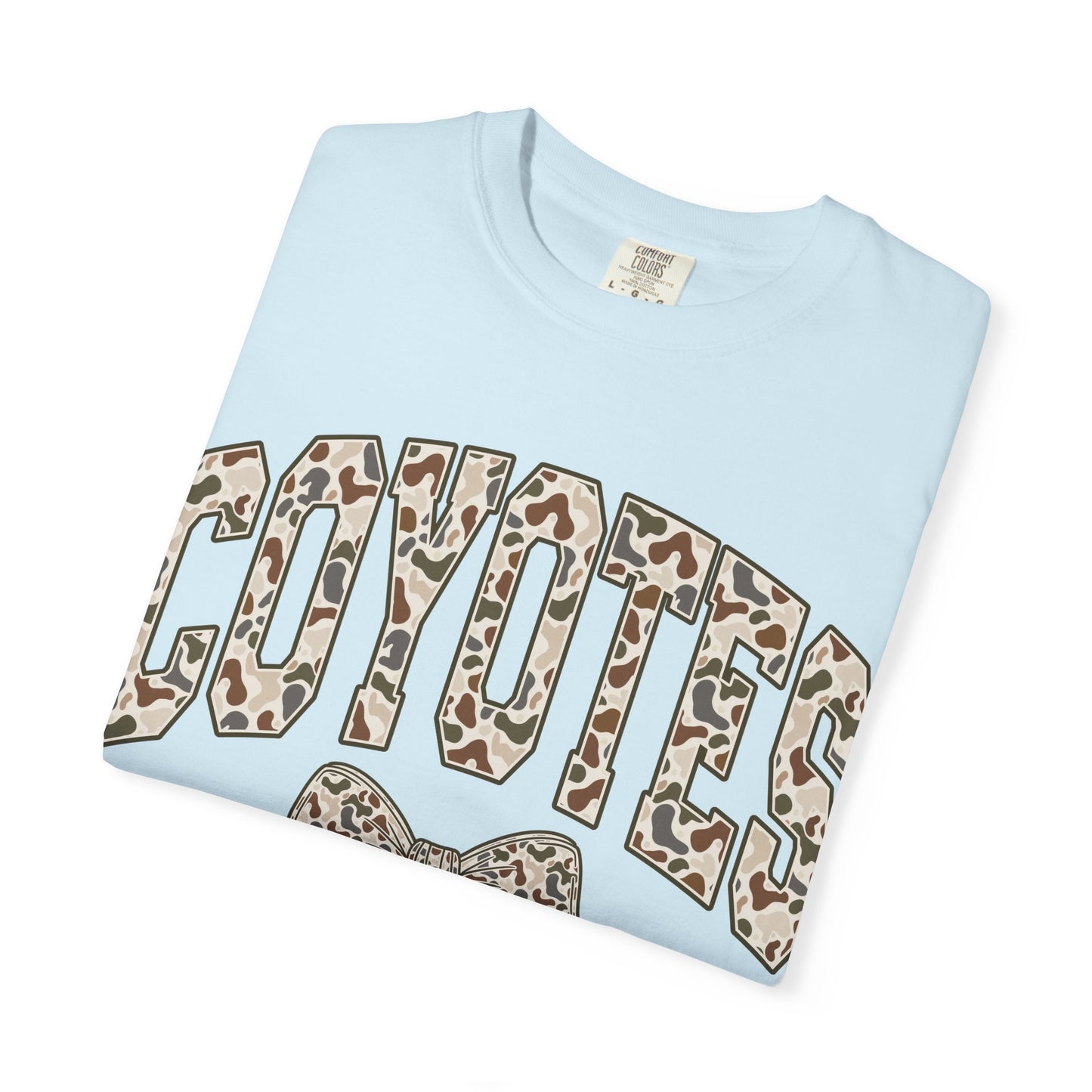 Coyotes Camo Print T-Shirt with Bow — Cute Animal Print Team Tee
