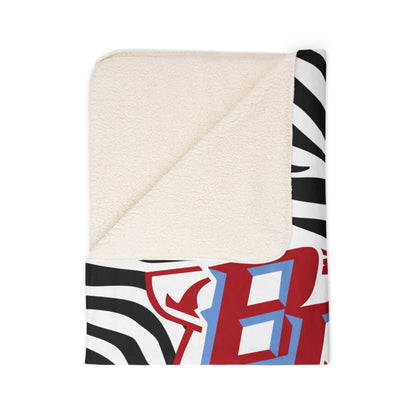 Red Blue BC Logo Zebra Print Blanket | Sherpa Throw