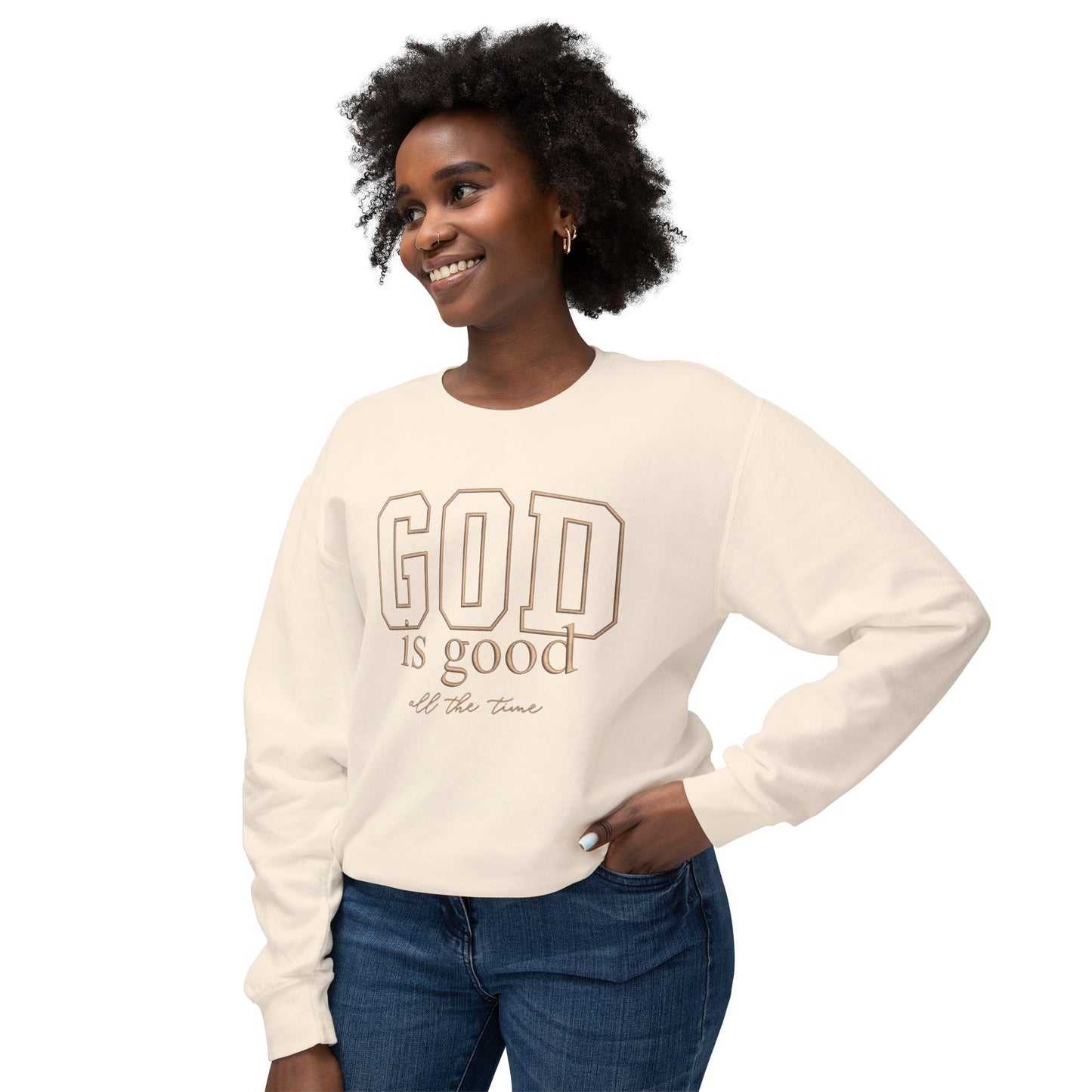 God Is Good Crewneck Sweatshirt — Faith-Based Inspirational Pullover