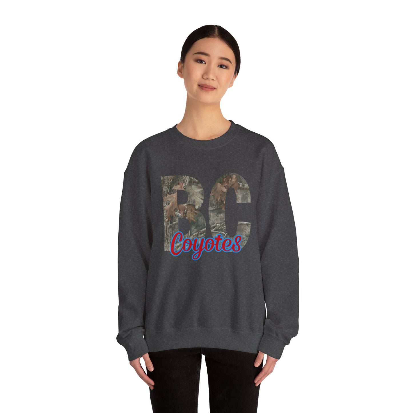 BC Coyotes Camo Lettering Sweatshirt — College Team Crewneck