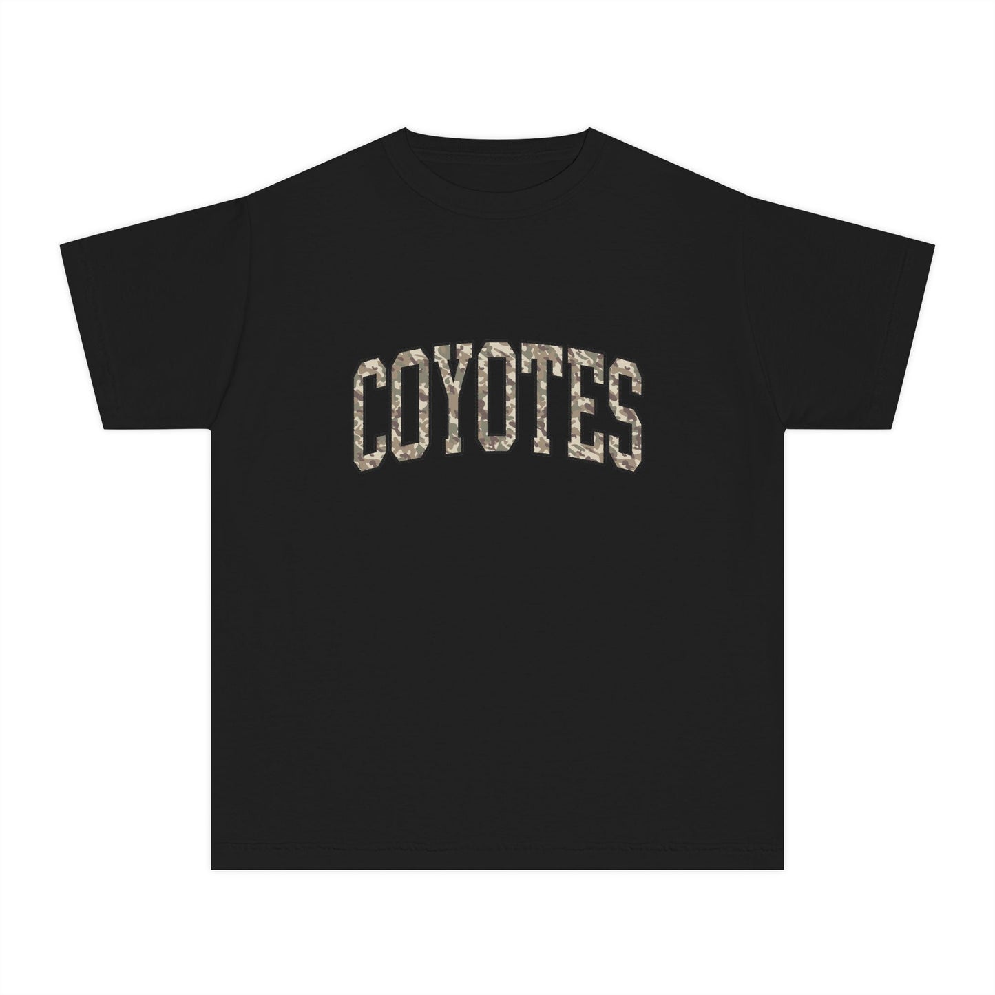 Coyotes Youth Tee — Camo Text Kids Shirt