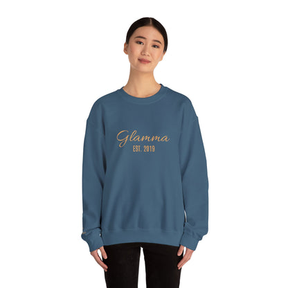 Crewneck Sweatshirt — 'Glamma Est. 2019' Rose Gold Script Grandma Gift