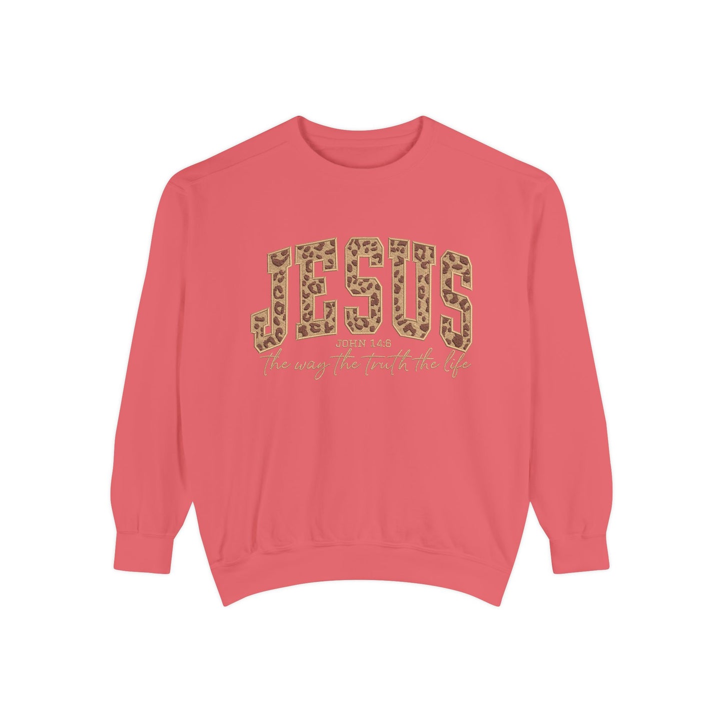 Jesus Leopard Print Sweatshirt — "Jesus: The Way, The Truth, The Life" Christian Crewneck