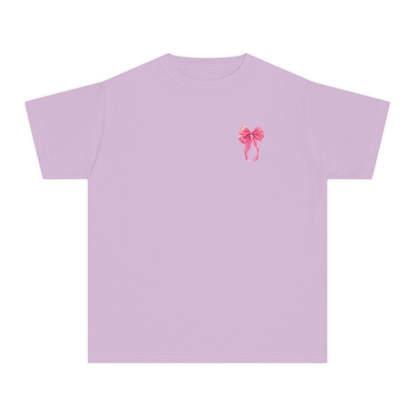 Youth Tee — "God Says I Am" Pink Bows Graphic