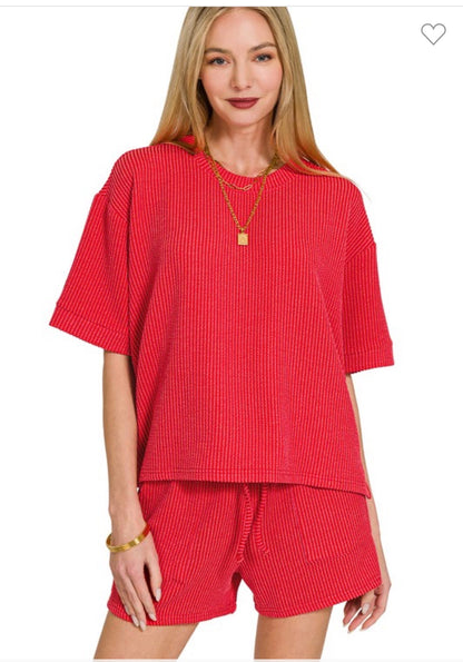 Raised Ribbed Short Set