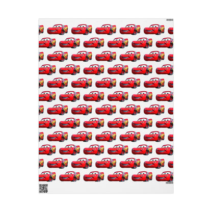Kids Lightning Car Wrapping Paper – Red Race Car Gift Wrap for Boys’ Birthdays & Parties
