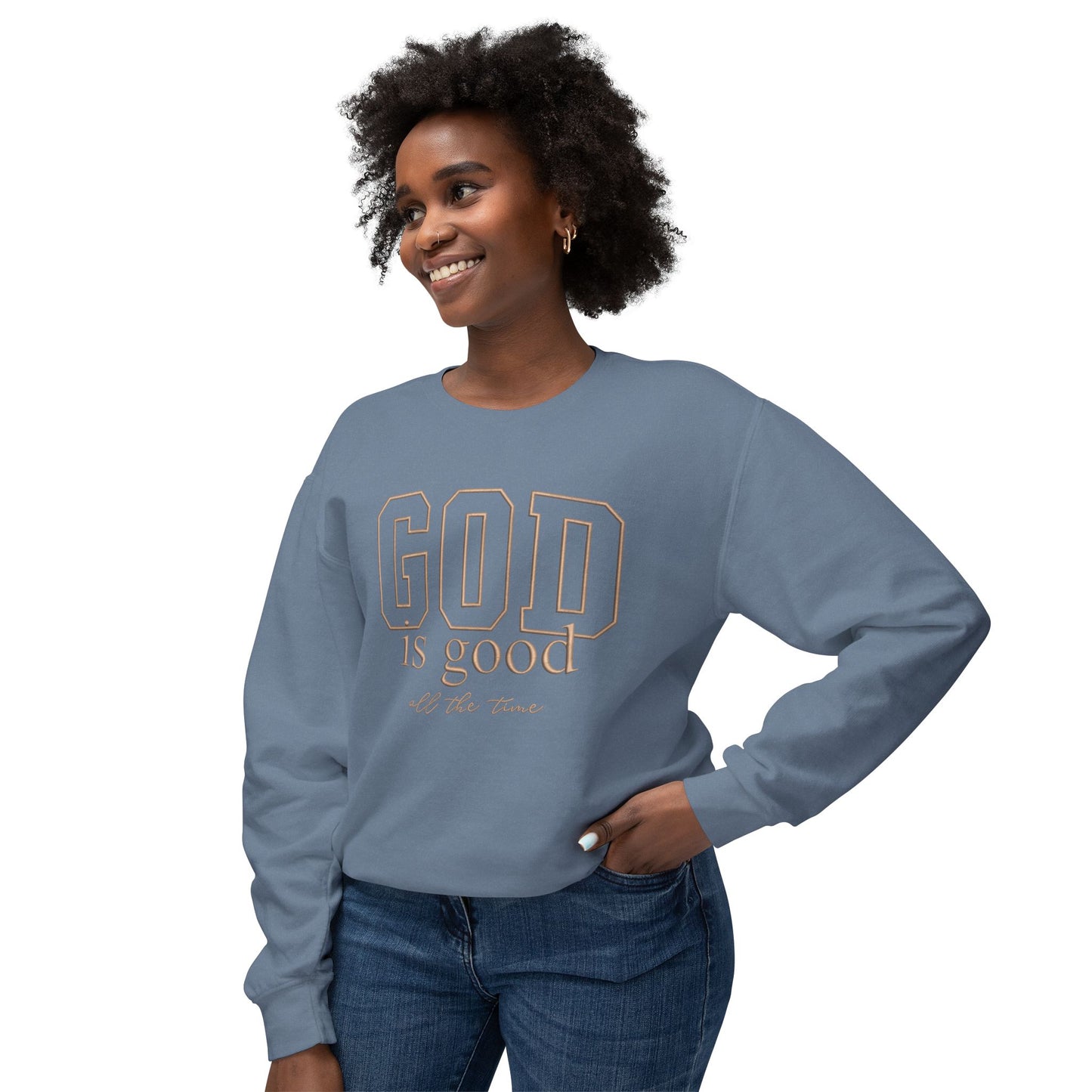 God Is Good Crewneck Sweatshirt — Faith-Based Inspirational Pullover