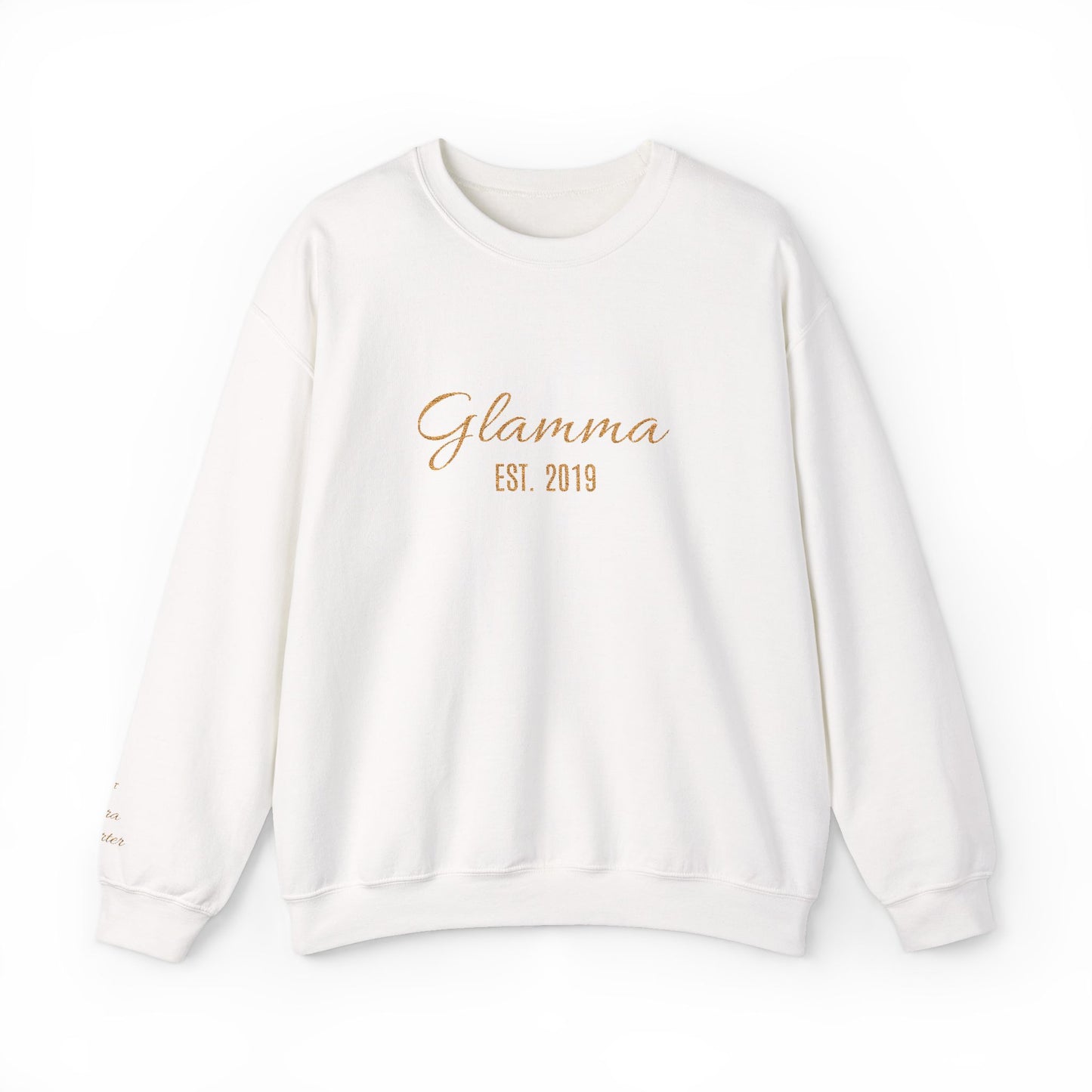 Crewneck Sweatshirt — 'Glamma Est. 2019' Rose Gold Script Grandma Gift