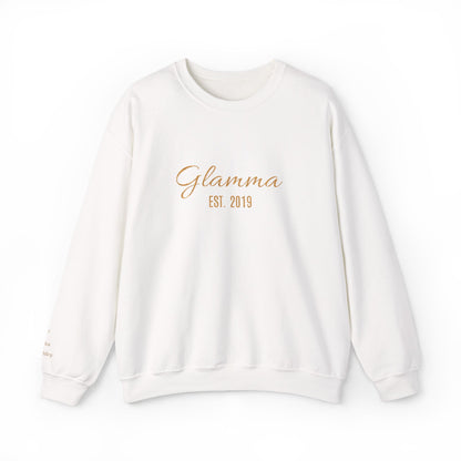 Crewneck Sweatshirt — 'Glamma Est. 2019' Rose Gold Script Grandma Gift