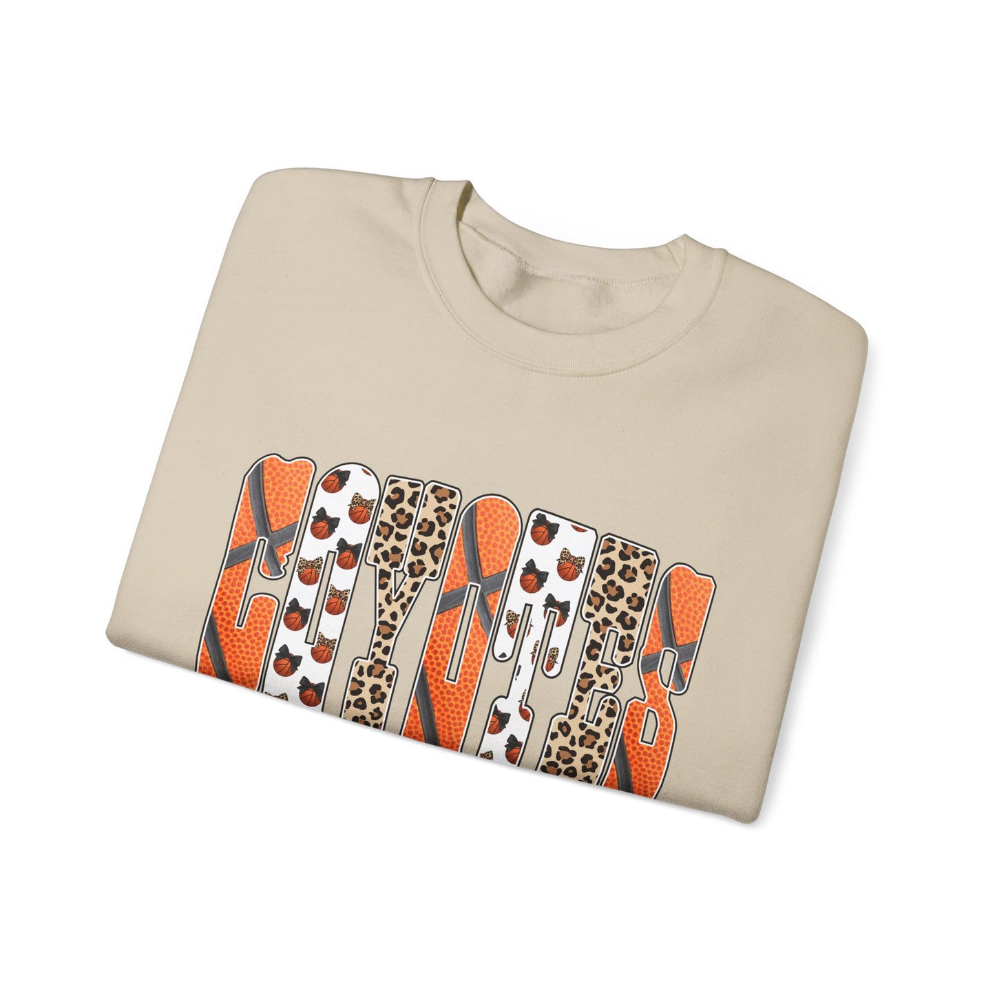 Crewneck Sweatshirt — Fall Leopard & Basketball Graphic