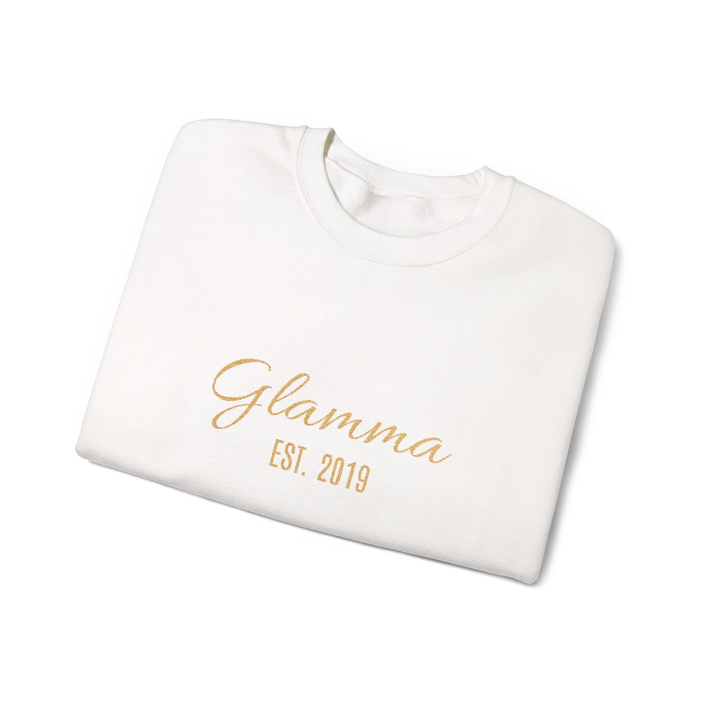 Crewneck Sweatshirt — 'Glamma Est. 2019' Rose Gold Script Grandma Gift