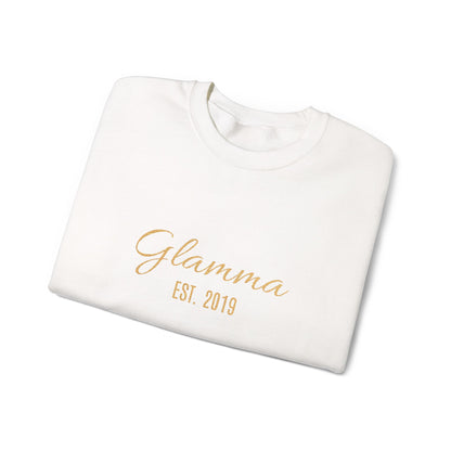 Crewneck Sweatshirt — 'Glamma Est. 2019' Rose Gold Script Grandma Gift