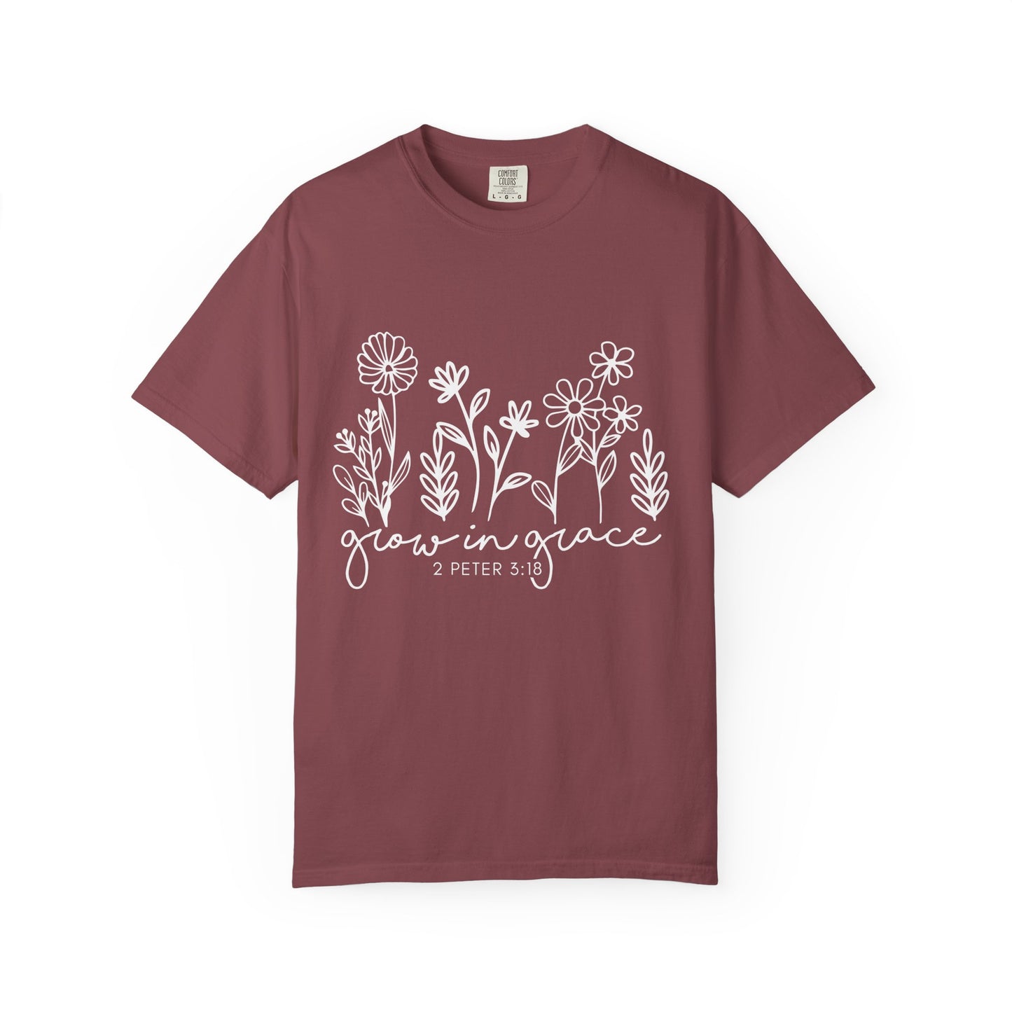 Grow in Grace T-Shirt — Floral 2 Peter 3:18 Christian Tee
