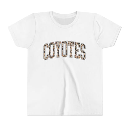 Coyotes Leopard Print Youth Tee — Kids Sports Mascot Shirt