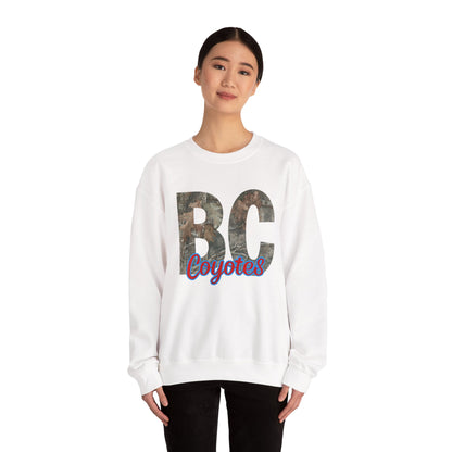 BC Coyotes Camo Lettering Sweatshirt — College Team Crewneck