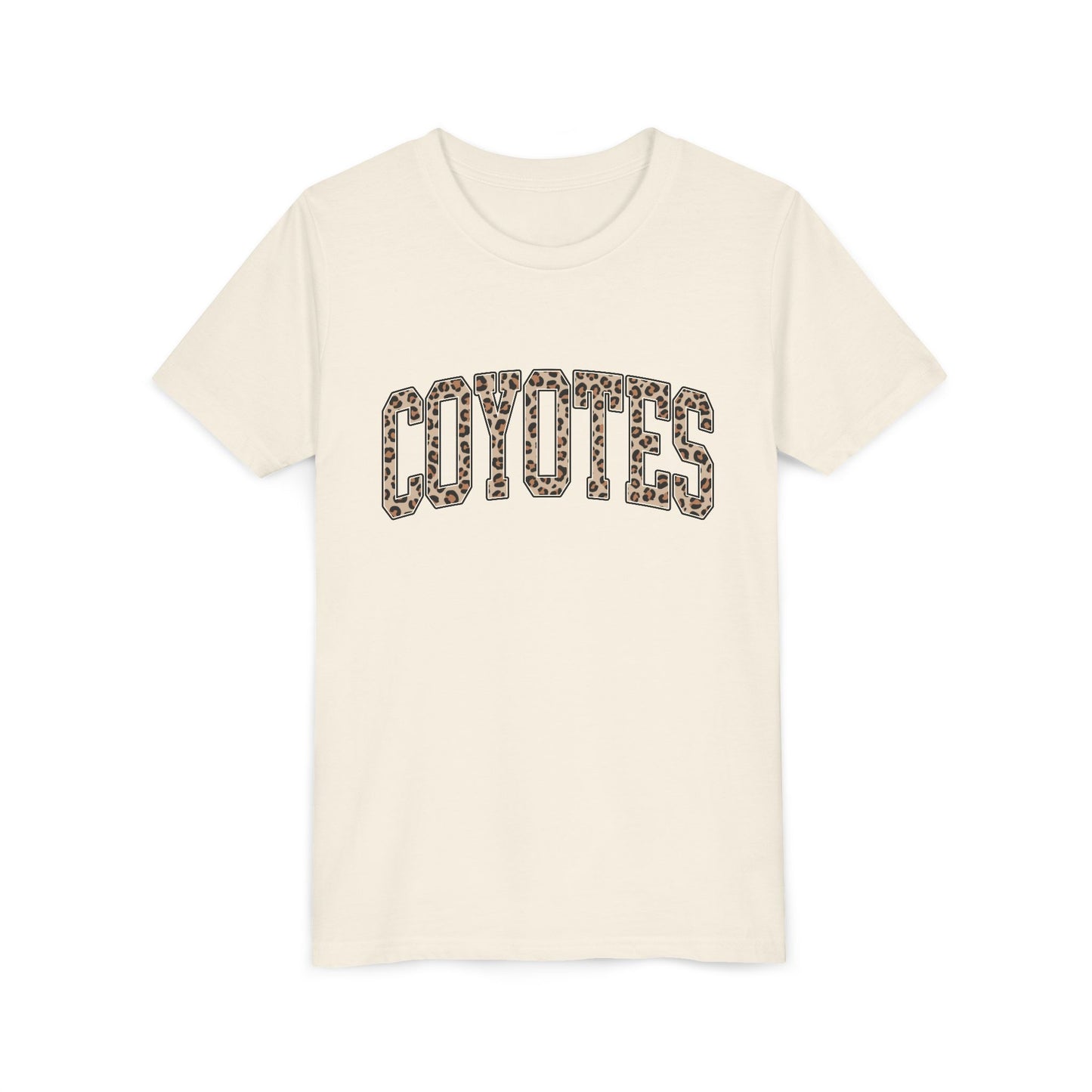 Coyotes Leopard Print Youth Tee — Kids Sports Mascot Shirt