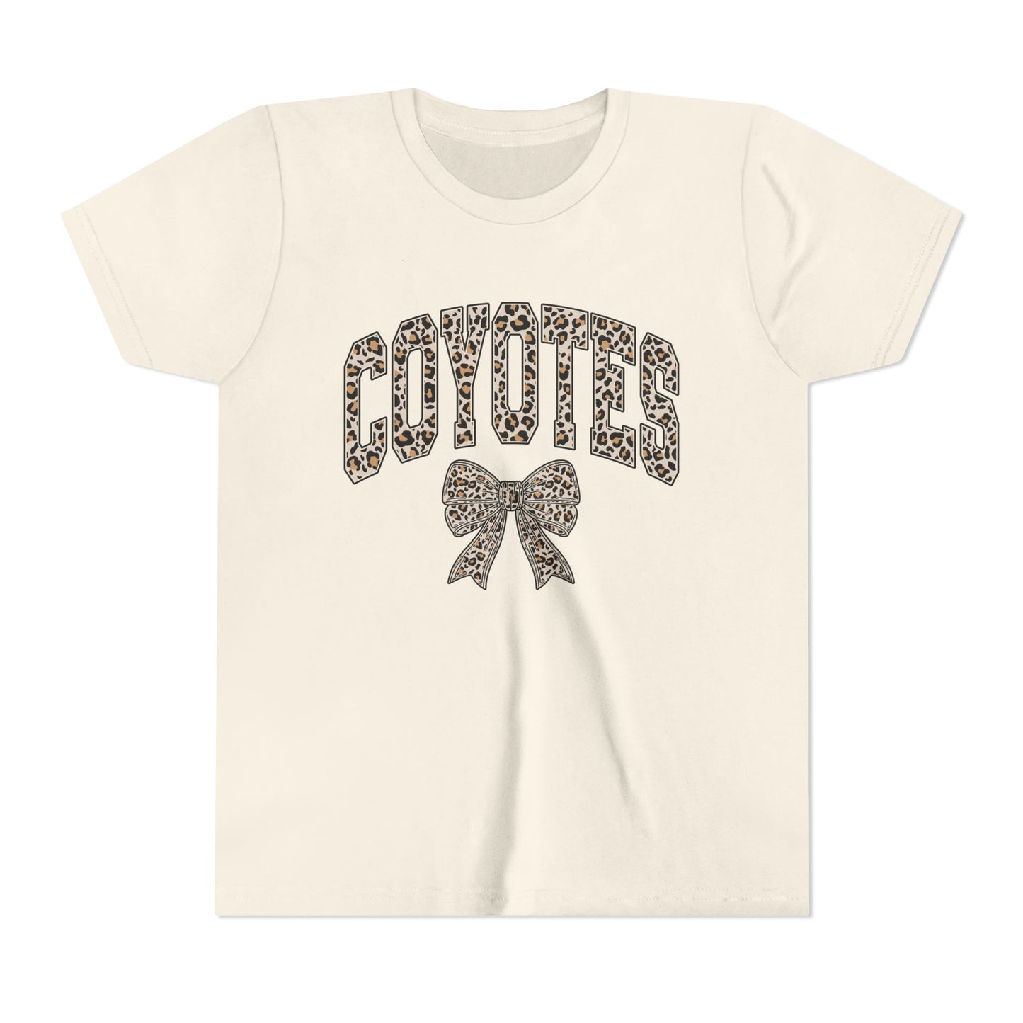 Youth Tee — "Coyotes" LEOPARD Print Cheer Bow Graphic