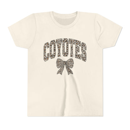 Youth Tee — "Coyotes" LEOPARD Print Cheer Bow Graphic