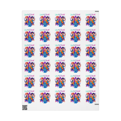 Custom Character Pattern Wrapping Paper – Colorful Cartoon Portraits (HUNTRX Text)