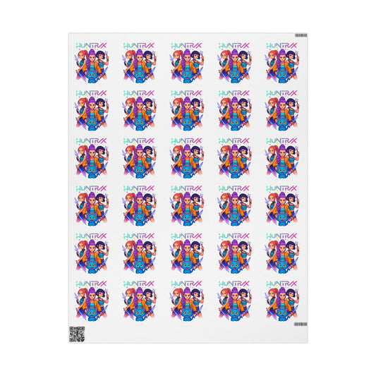 Custom Character Pattern Wrapping Paper – Colorful Cartoon Portraits (HUNTRX Text)