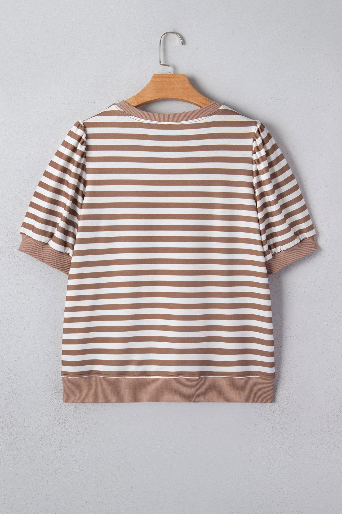 Orange Stripe Short Bubble Sleeve T Shirt