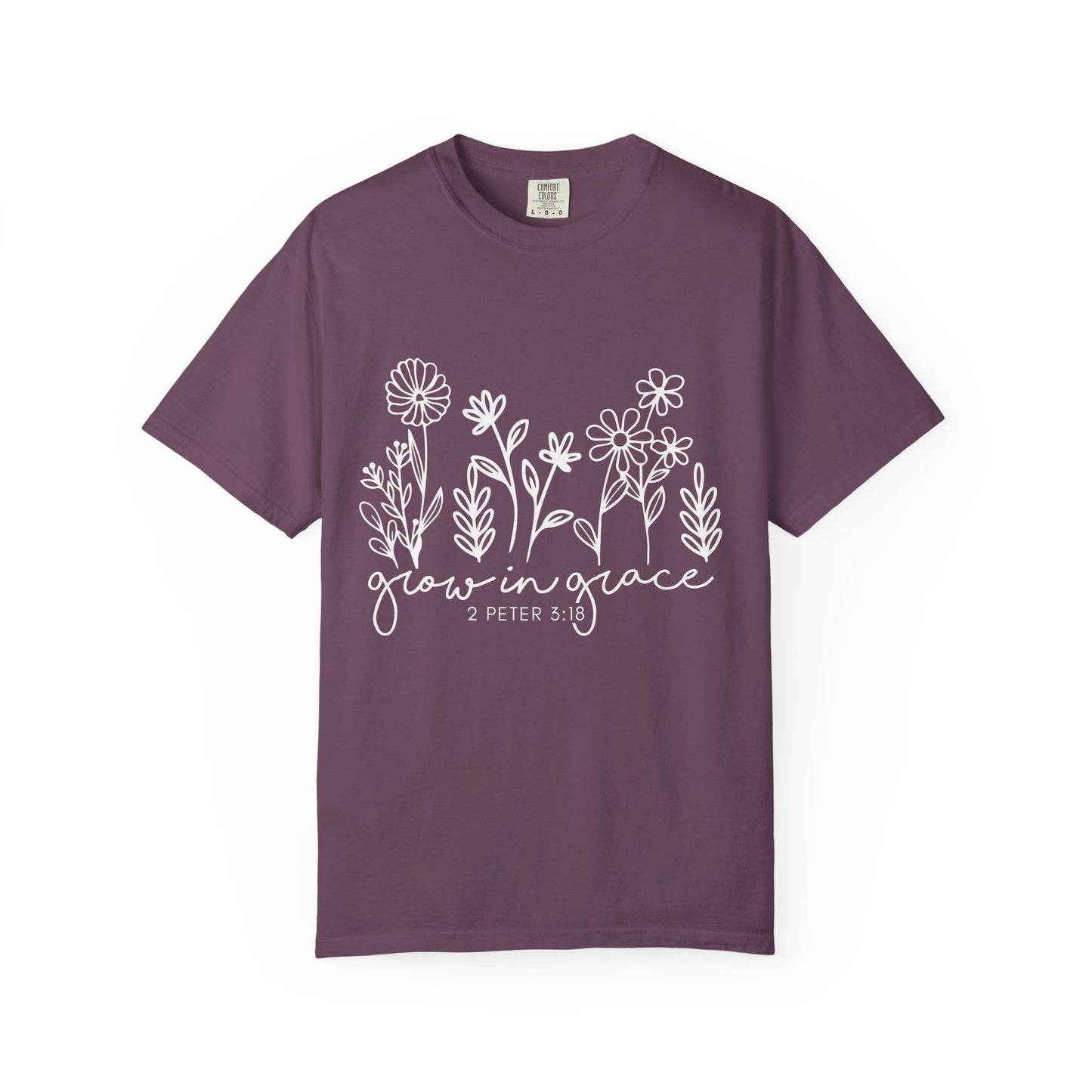 Grow in Grace T-Shirt — Floral 2 Peter 3:18 Christian Tee