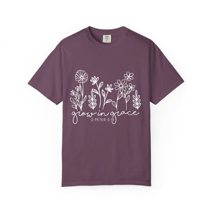Grow in Grace T-Shirt — Floral 2 Peter 3:18 Christian Tee