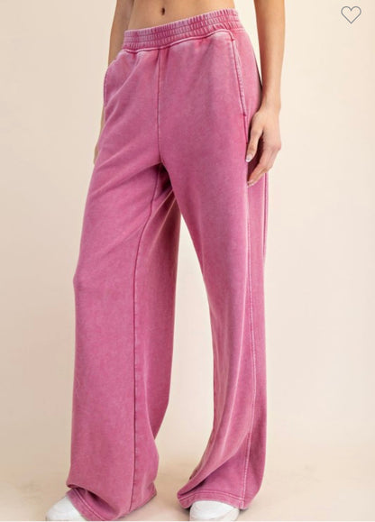 Wide Leg Mineral Wash Pants