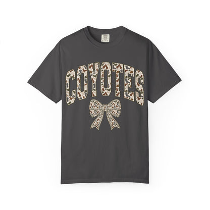 Coyotes Camo Print T-Shirt with Bow — Cute Animal Print Team Tee