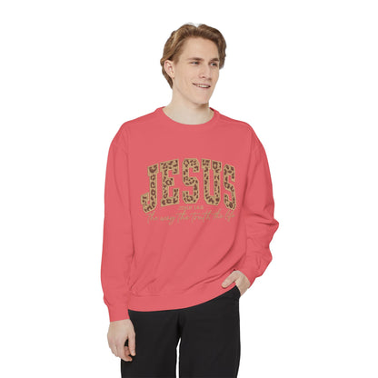 Jesus Leopard Print Sweatshirt — "Jesus: The Way, The Truth, The Life" Christian Crewneck