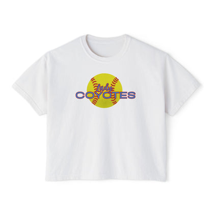 Ladies Coyotes Softball Boxy Tee — Women's Cropped Baseball Shirt