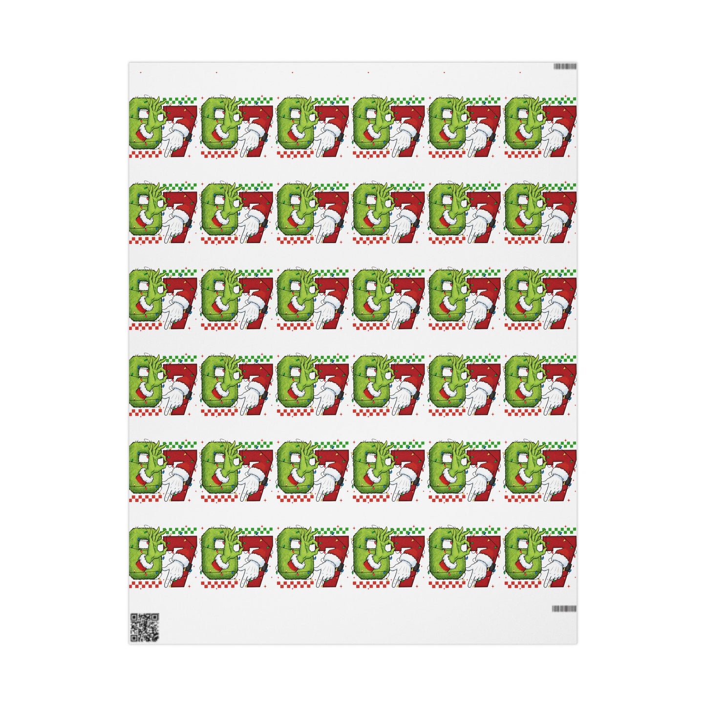 Grinch Santa Pattern Wrapping Paper | Holiday Christmas Gift Wrap Roll