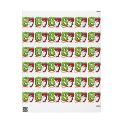 Grinch Santa Pattern Wrapping Paper | Holiday Christmas Gift Wrap Roll