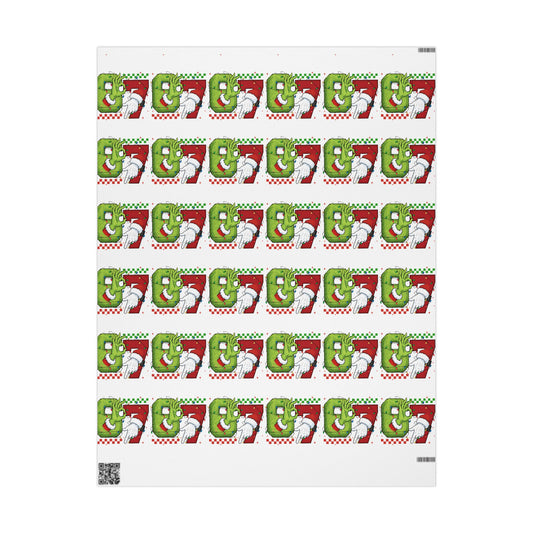 Grinch Santa Pattern Wrapping Paper | Holiday Christmas Gift Wrap Roll