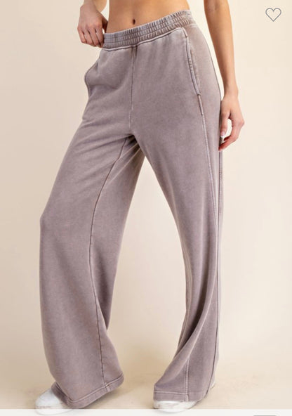 Wide Leg Mineral Wash Pants