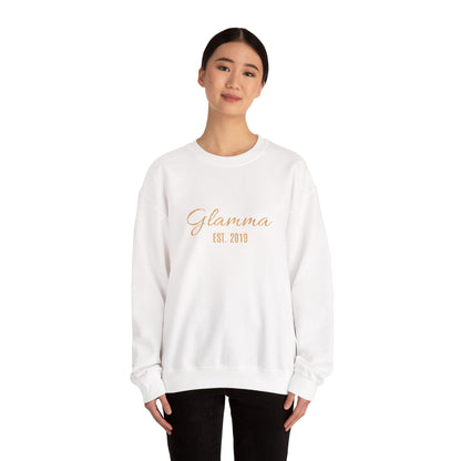 Crewneck Sweatshirt — 'Glamma Est. 2019' Rose Gold Script Grandma Gift