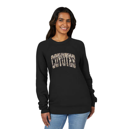Coyotes Camo Text Sweatshirt — Comfort Fleece Raglan Crewneck
